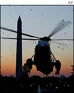 Helicopter lands at the White House
