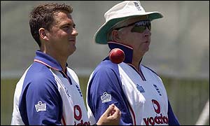 Darren Gough and England coach Duncan Fletcher