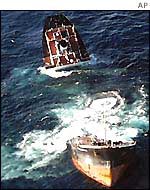 The stricken tanker