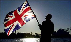 UK flag over Sydney harbour