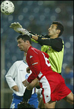 Wales skipper Gary Speed gave Azeri goalkeeper Djakhangir Gasanzade a torrid evening