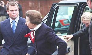 The Princess Royal and her husband, Commodore Tim Laurence (right) with her children, Peter and Zara Phillips