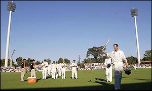 Michael Vaughan is applauded from the pitch after his dismissal in the day's final over
