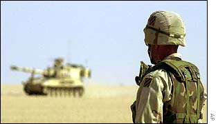 US soldier on exercise in Kuwait