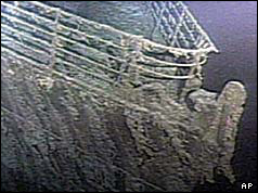 Picture of the Titanic taken by unmanned submarine Argos