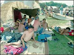 Men in the Trnopolje prison camp