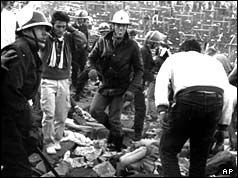 Belgian riot policeman in Heysel Stadium