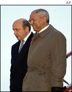 Russian Minister of Foreign Affairs Igor Ivanov, left and U.S. Secretary of State Colin Powell 