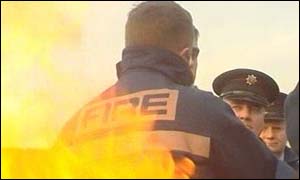 Firefighter on picket line