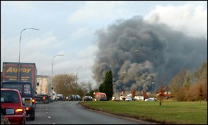 Smoke from the fire could be seen for miles around