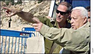 Prime Minister Ariel Sharon with officer