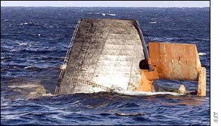 The Prestige sinking on Tuesday 19 November