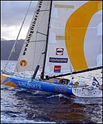 Ellen MacArthur, sailing Kingfisher, won the Route du Rhum