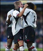 Sean Davis celebrates his goal