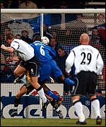 Pedersen powers home a header