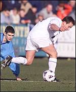 Billy Dodds in rare action for Rangers