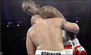 Audley Harrison comes out of his corner looking for a convincing victory