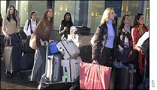 Contestant arriving at Gatwick airport