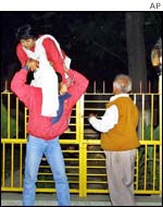 Escaping Hindu devotees