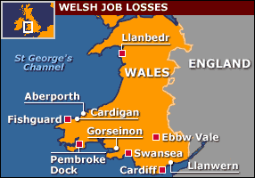 Map showing areas worst affected by job losses