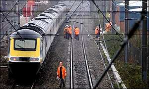 The derailed First Great Western train