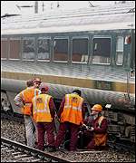The derailed First Great Western train