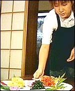 Waitress at Korean restaurant