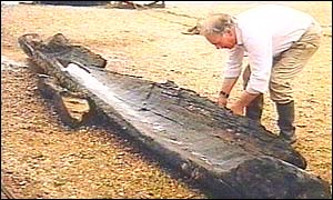 The canoe was trawled up by Dunwich fisherman Rodney Collet in 1998