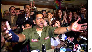 Lucio Gutierrez at a recent press conference