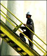 Man working on an oil platform in Iraq