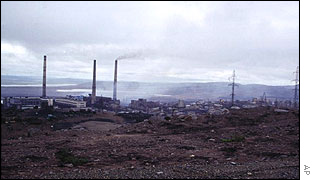 Factories emitting smoke in Russia