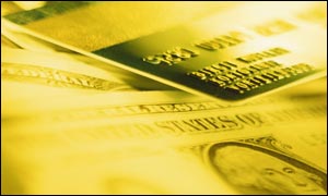 Credit card and dollar bills