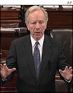 Senator Joseph Lieberman, Democrat of Connecticut, speaks on the Senate floor