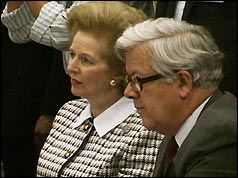 Geoffrey Howe with Mrs Thatcher 