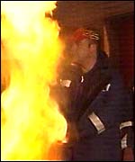 Firefighter on strike