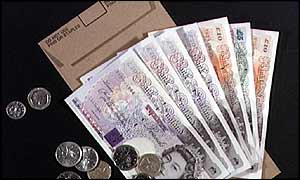 A pay packet and some money