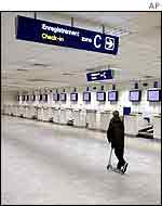 Deserted check-in area at Nice Airport