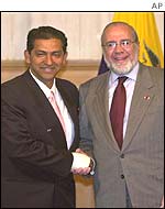 Ecuador's president-elect Lucio Gutierrez and incumbent Gustavo Noboa