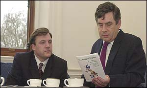 Ed Balls, treasury adviser, with Gordon Brown