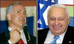 Binyamin Netanyahu and Ariel Sharon 