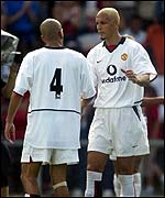 Juan Veron and Rio Ferdinand
