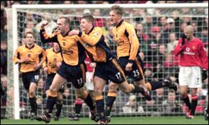 Danny Murphy celebrates his winning goal at Old Trafford - five years to the day after Liverpool's last win