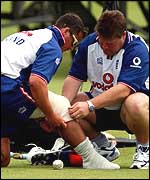 Darren Gough receives treatment