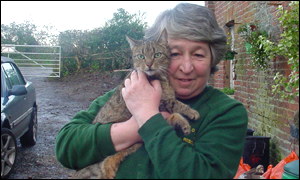 The cat and Sheila Stewart