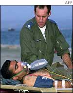 Israeli medic tends to man wounded in Beit Shean