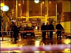 Police search area where bomb exploded