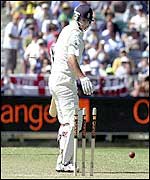 Robert Key edged the ball on to his stumps