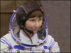 Helen Sharman in a space suit