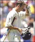 Michael Vaughan heads back to the pavilion