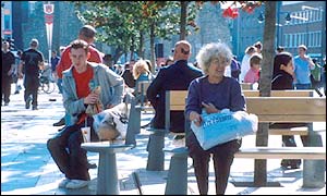 Shoppers stop for a break in Southampton